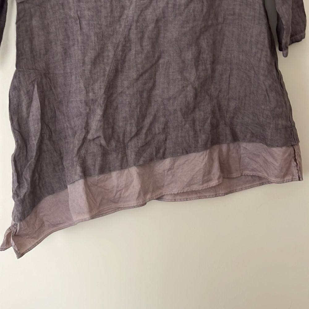 Elemente Clemente 3/4 sleeve V-neck linen blouse Size small - Picture 2 of 6